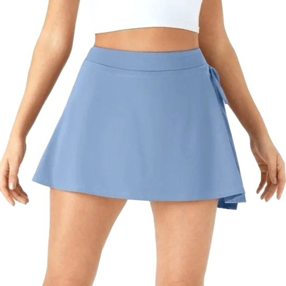 Halara Light Blue Athletic Wrap Tie Skort With Built-In Shorts XL NWT